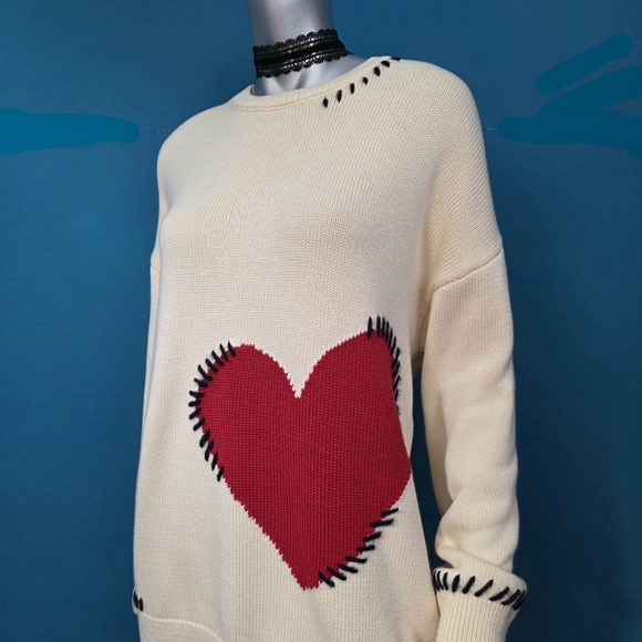 🆕️❤️ ANTHROPOLOGIE MAEVE Crew-Neck Whipstitch Heart Icon Sweater // (NWT) - Picture 16 of 16